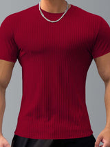 Slimming Vertical Pattern Fitness T-shirt - ANVTT