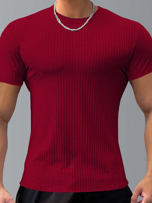 Slimming Vertical Pattern Fitness T-shirt - ANVTT