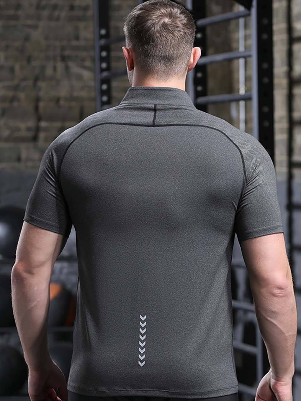 ANVTT Men's Quarter-Zip Training T-Shirt - Short Sleeve Mock Neck Athletic Gym Top - ANVTT
