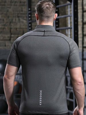 ANVTT Men's Quarter-Zip Training T-Shirt - Short Sleeve Mock Neck Athletic Gym Top - ANVTT