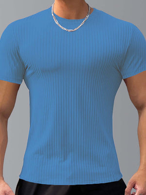 Slimming Vertical Pattern Fitness T-shirt - ANVTT