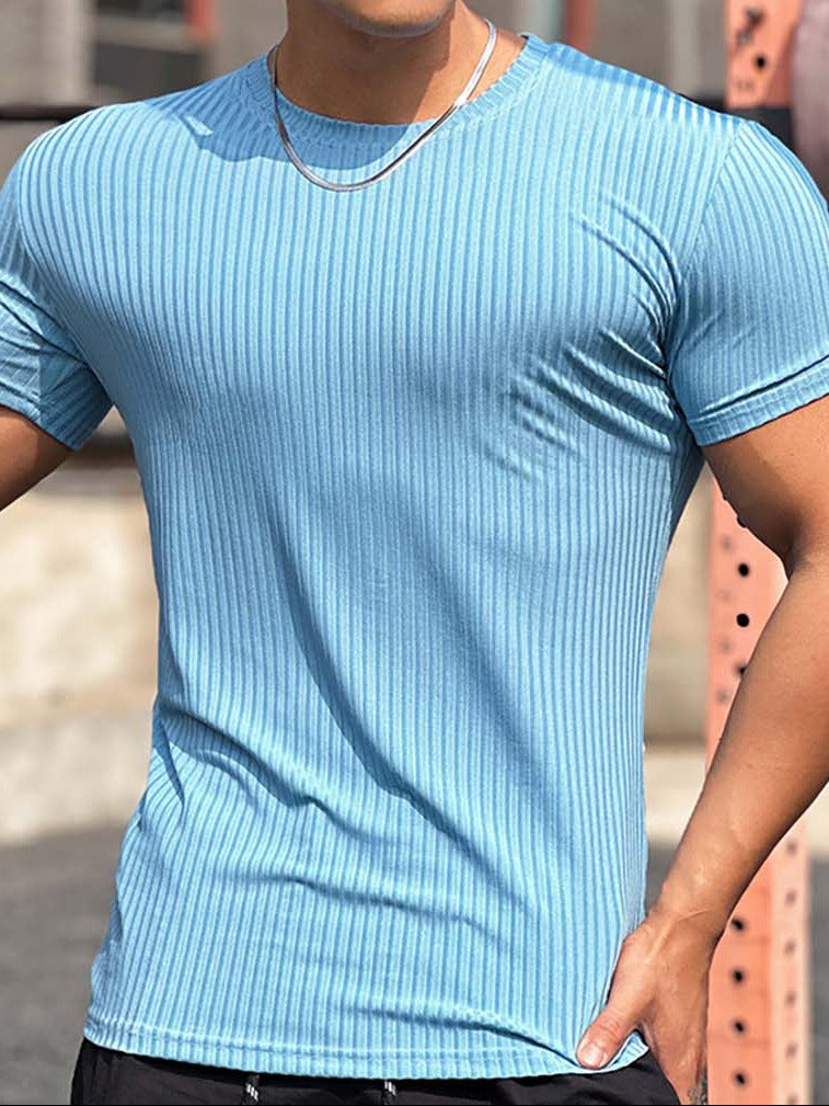 Slimming Vertical Pattern Fitness T-shirt - ANVTT