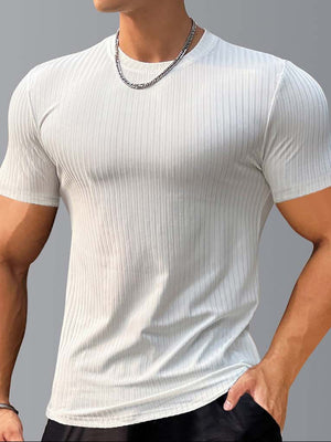 Slimming Vertical Pattern Fitness T-shirt - ANVTT