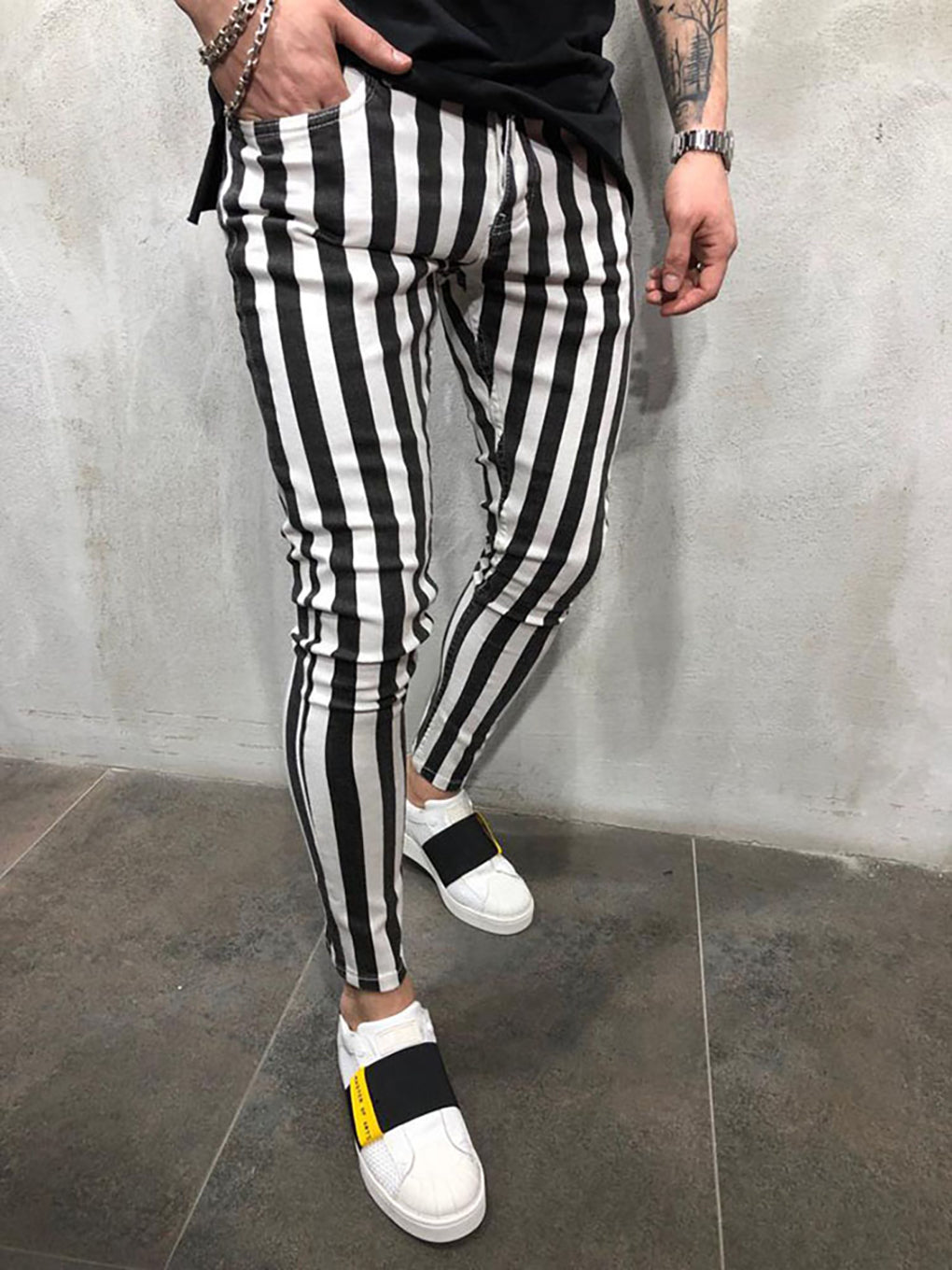 Black and white striped men's joggers - ANVTT