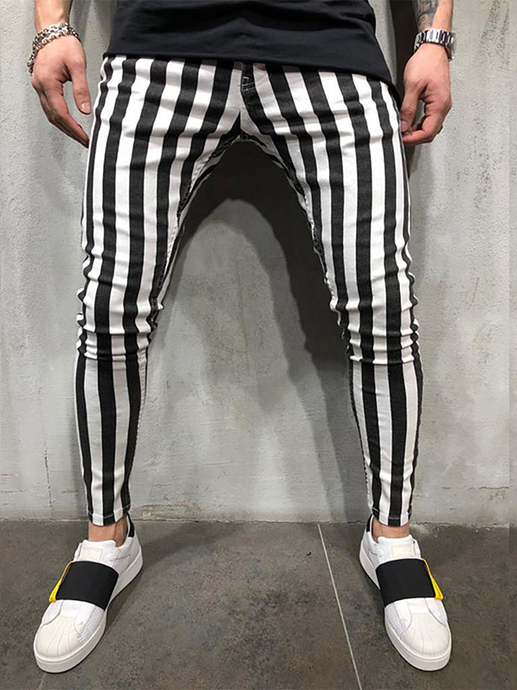 Black and white striped men's joggers - ANVTT