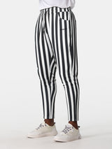 Men's Striped Joggers - Black & White Athletic Sweatpants
